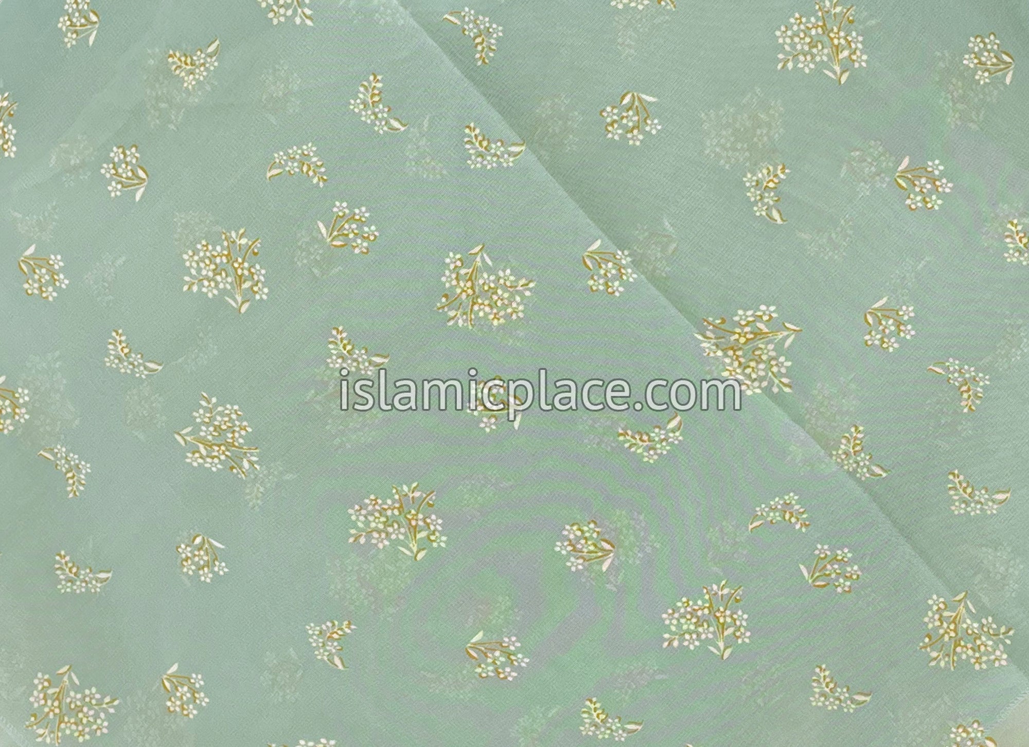 Mustard and White Flower Bunches on Gray - 45" Square Printed Khimar