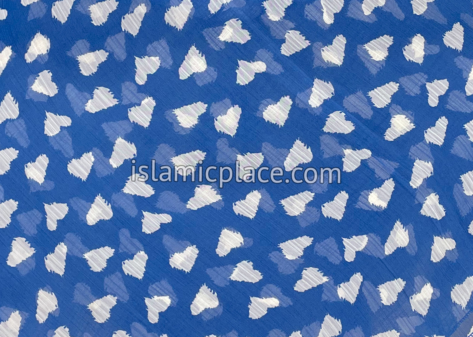 White Hearts on Amethyst Blue - 45" Square Printed Khimar