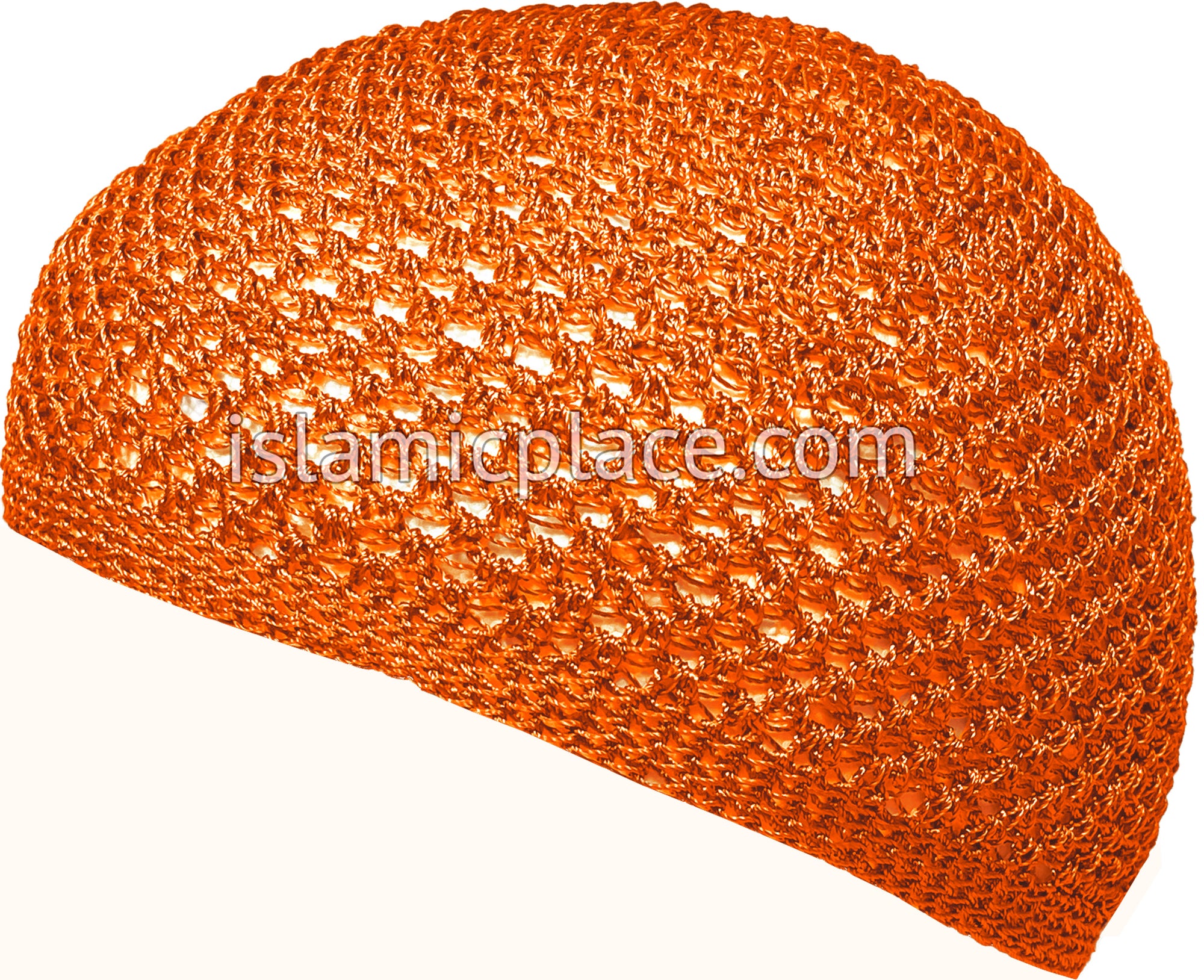 Orange - Nylon Knitted Solid Kufi