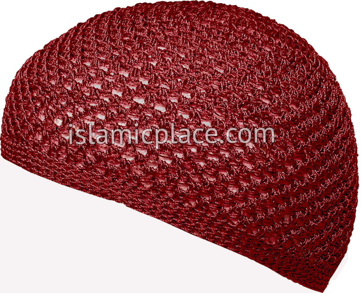 Light Burgundy - Nylon Knitted Solid Kufi