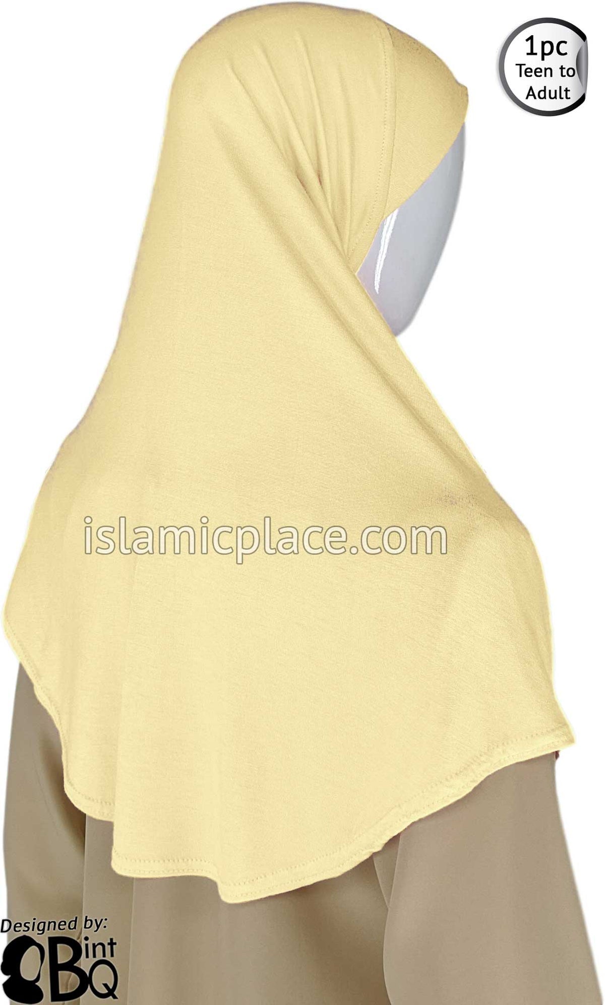 Cream - Plain Teen to Adult (Large) Hijab Al-Amira (1-piece style)