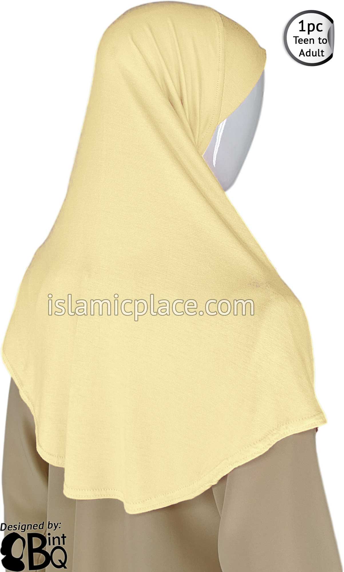 Cream - Plain Teen to Adult (Large) Hijab Al-Amira (1-piece style)