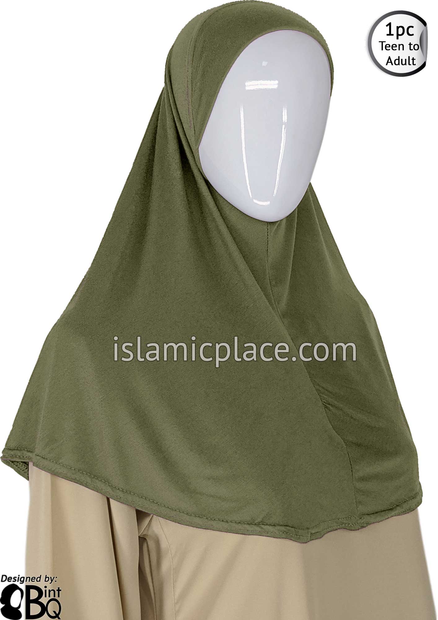 Camouflage Green - Plain Teen to Adult (Large) Hijab Al-Amira (1-piece style)