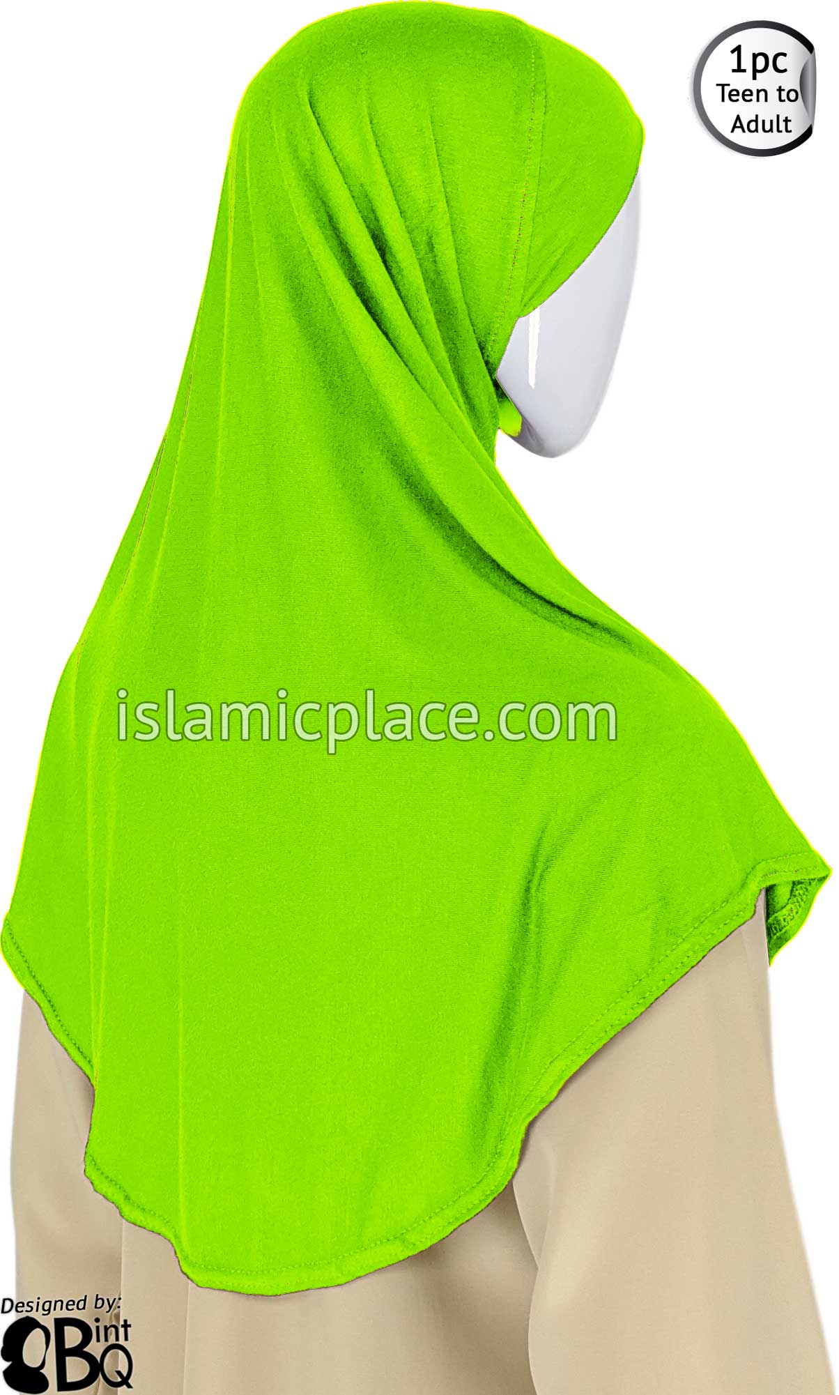 Lime Green - Plain Teen to Adult (Large) Hijab Al-Amira (1-piece style)