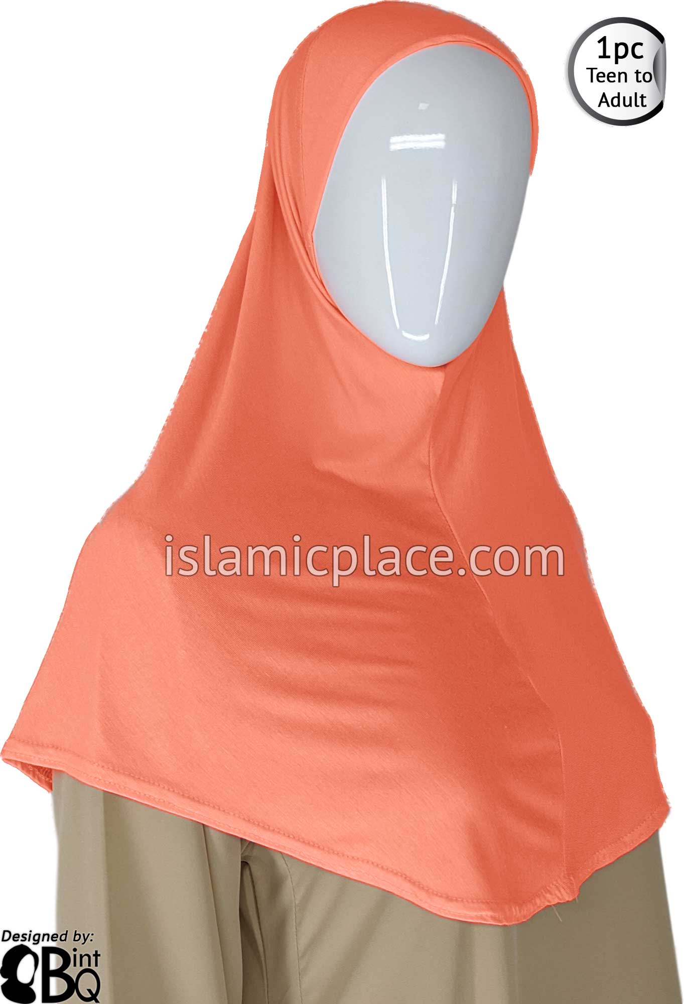 Salmon - Plain Teen to Adult (Large) Hijab Al-Amira (1-piece style)