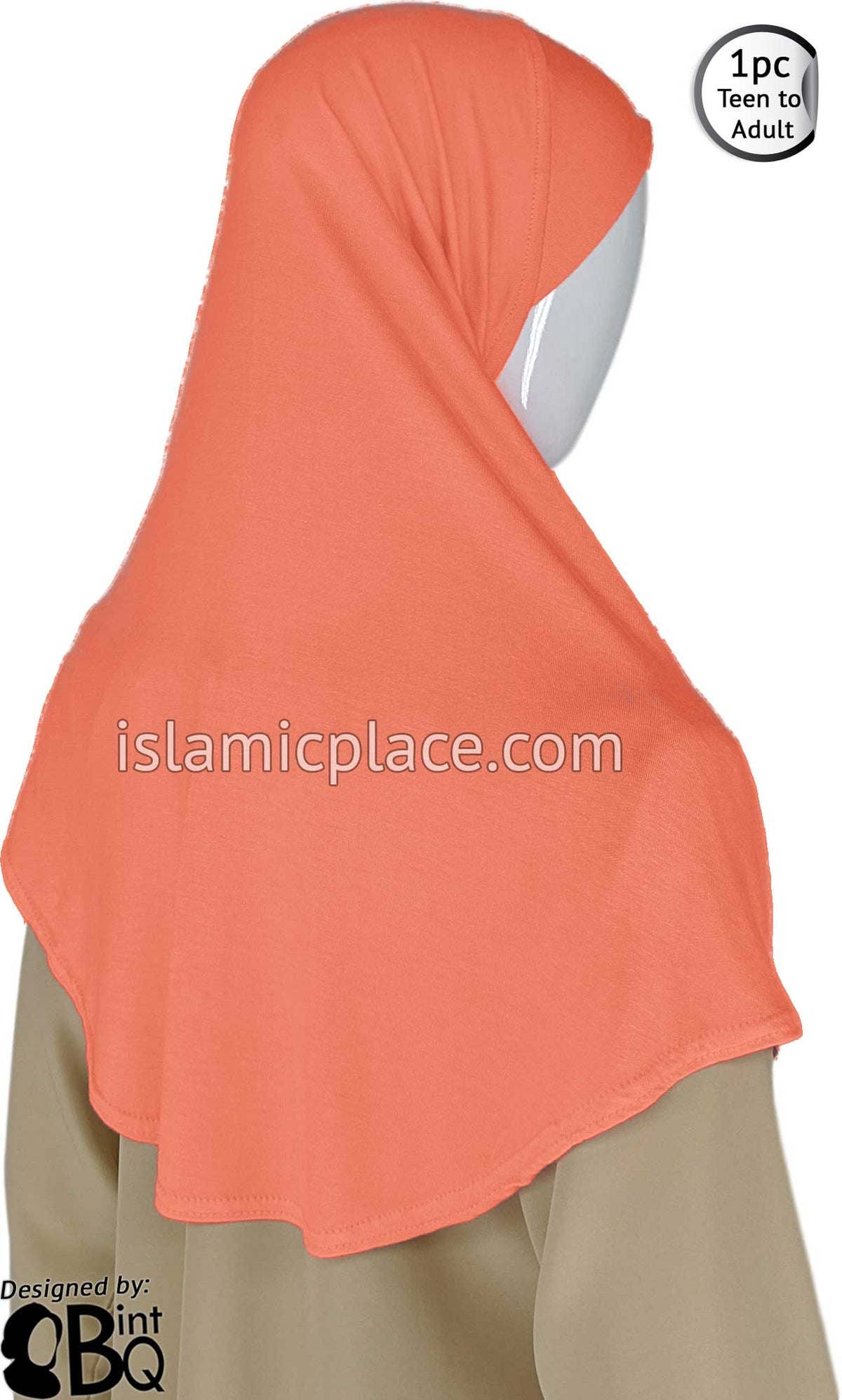 Salmon - Plain Teen to Adult (Large) Hijab Al-Amira (1-piece style)