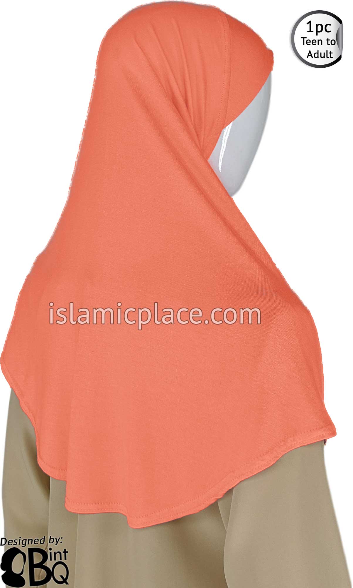 Salmon - Plain Teen to Adult (Large) Hijab Al-Amira (1-piece style)