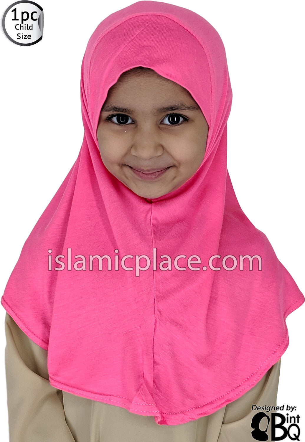 Fuchsia Pink - Plain Girl size (1-piece) Hijab Al-Amira