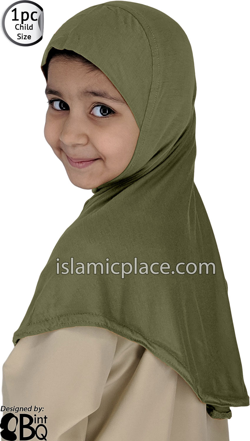 Camouflage Green - Plain Girl size (1-piece) Hijab Al-Amira