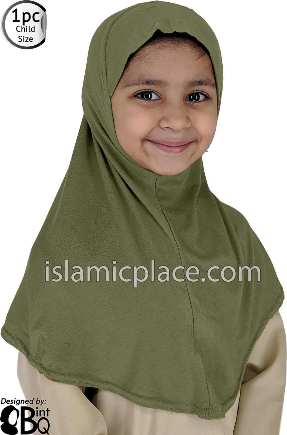 Camouflage Green - Plain Girl size (1-piece) Hijab Al-Amira