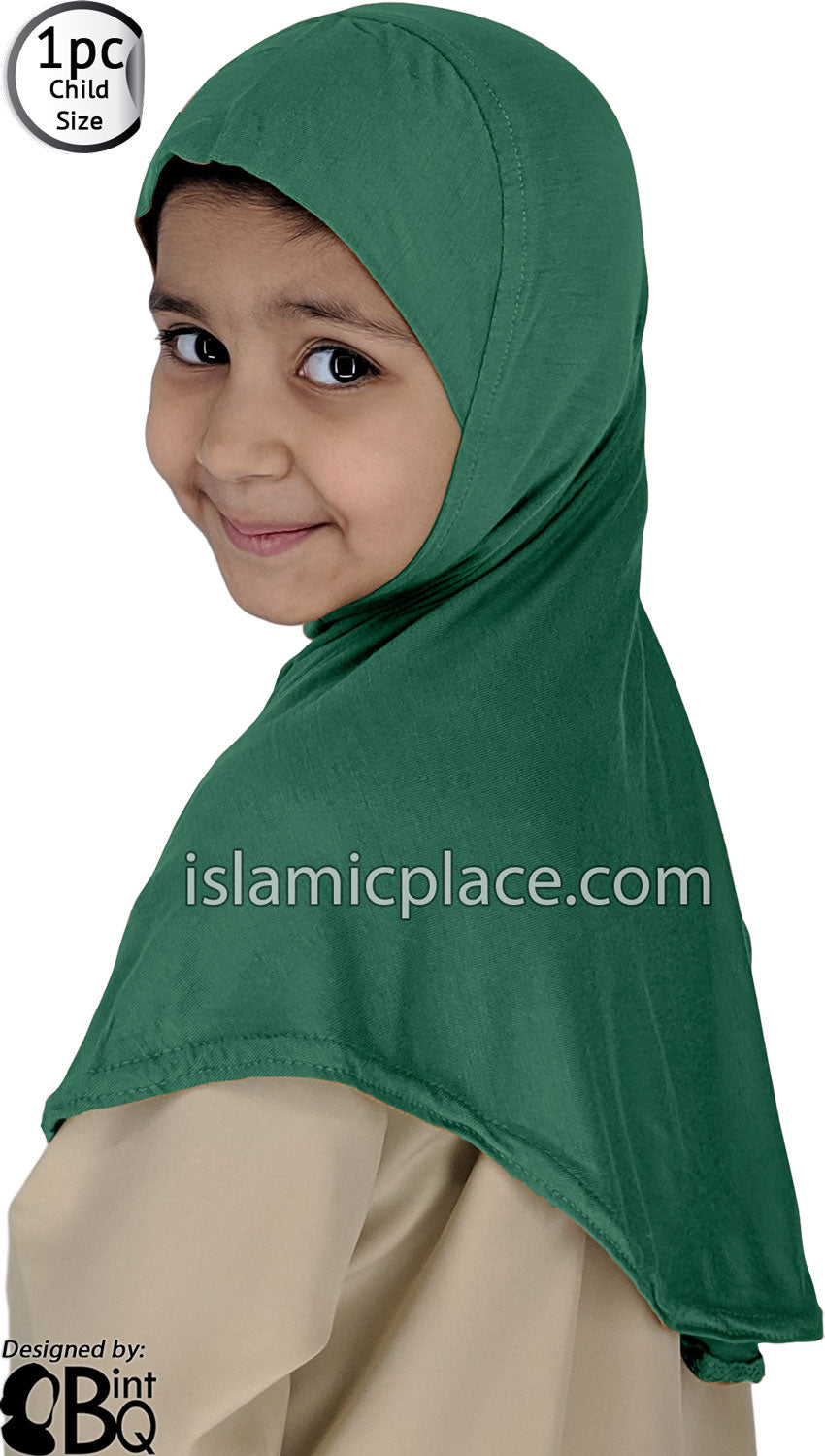 Hunter Green - Plain Girl size (1-piece) Hijab Al-Amira