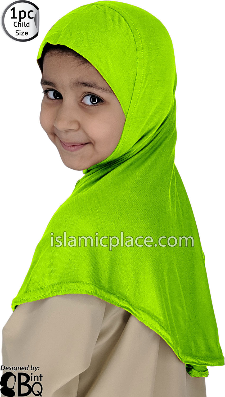 Lime Green - Plain Girl size (1-piece) Hijab Al-Amira