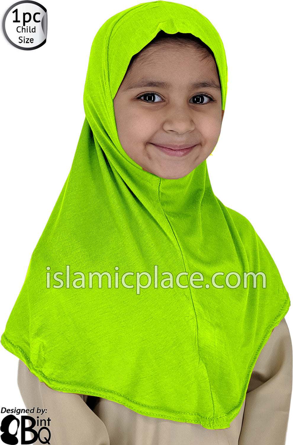 Lime Green - Plain Girl size (1-piece) Hijab Al-Amira
