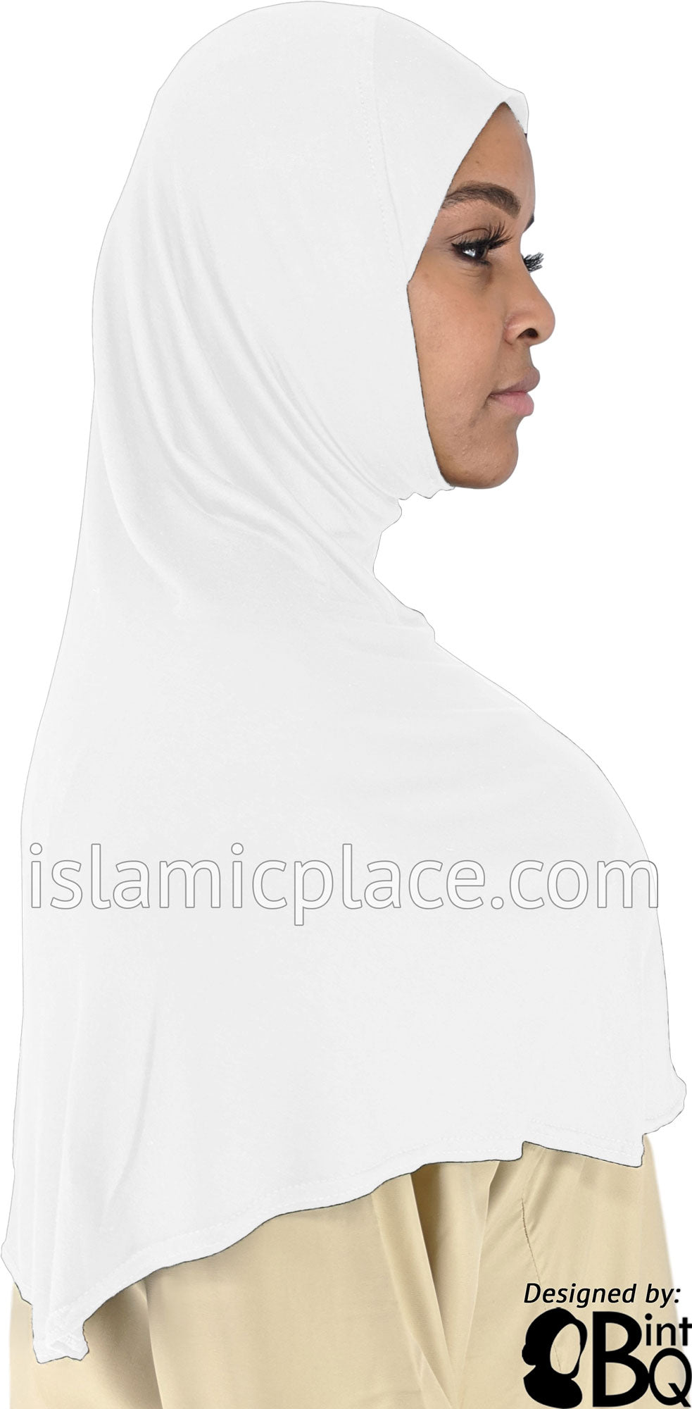 White - Plain Adult (X-Large) Hijab Al-Amira (1-piece style)