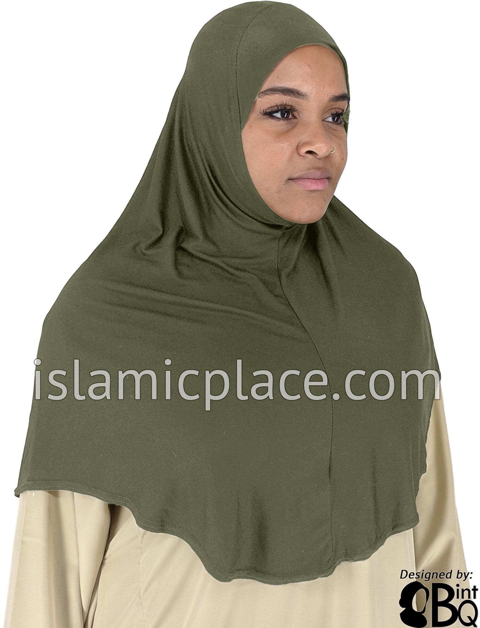 Camouflage Green - Plain Adult (X-Large) Hijab Al-Amira (1-piece style)