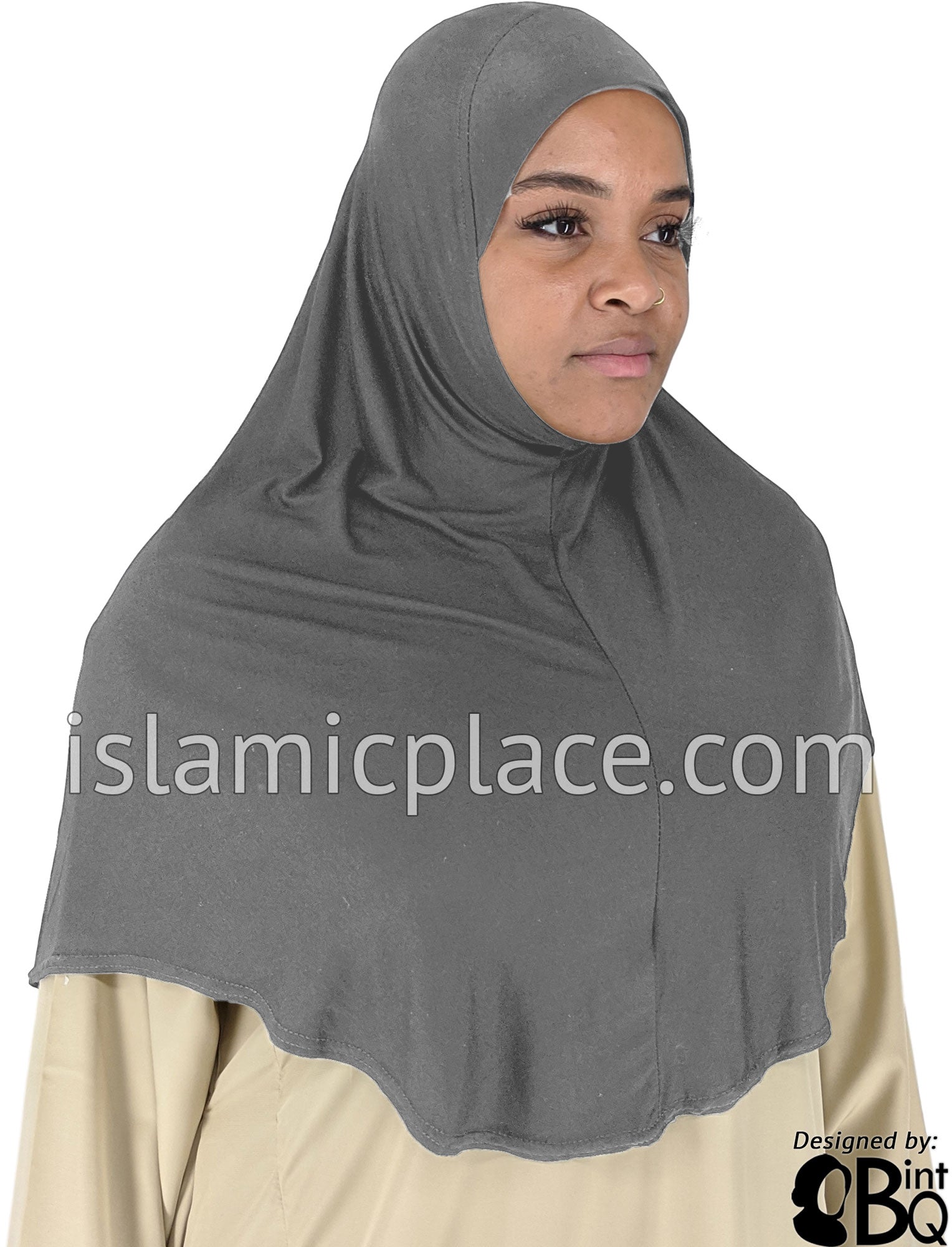 Charcoal Gray - Plain Adult (X-Large) Hijab Al-Amira (1-piece style)