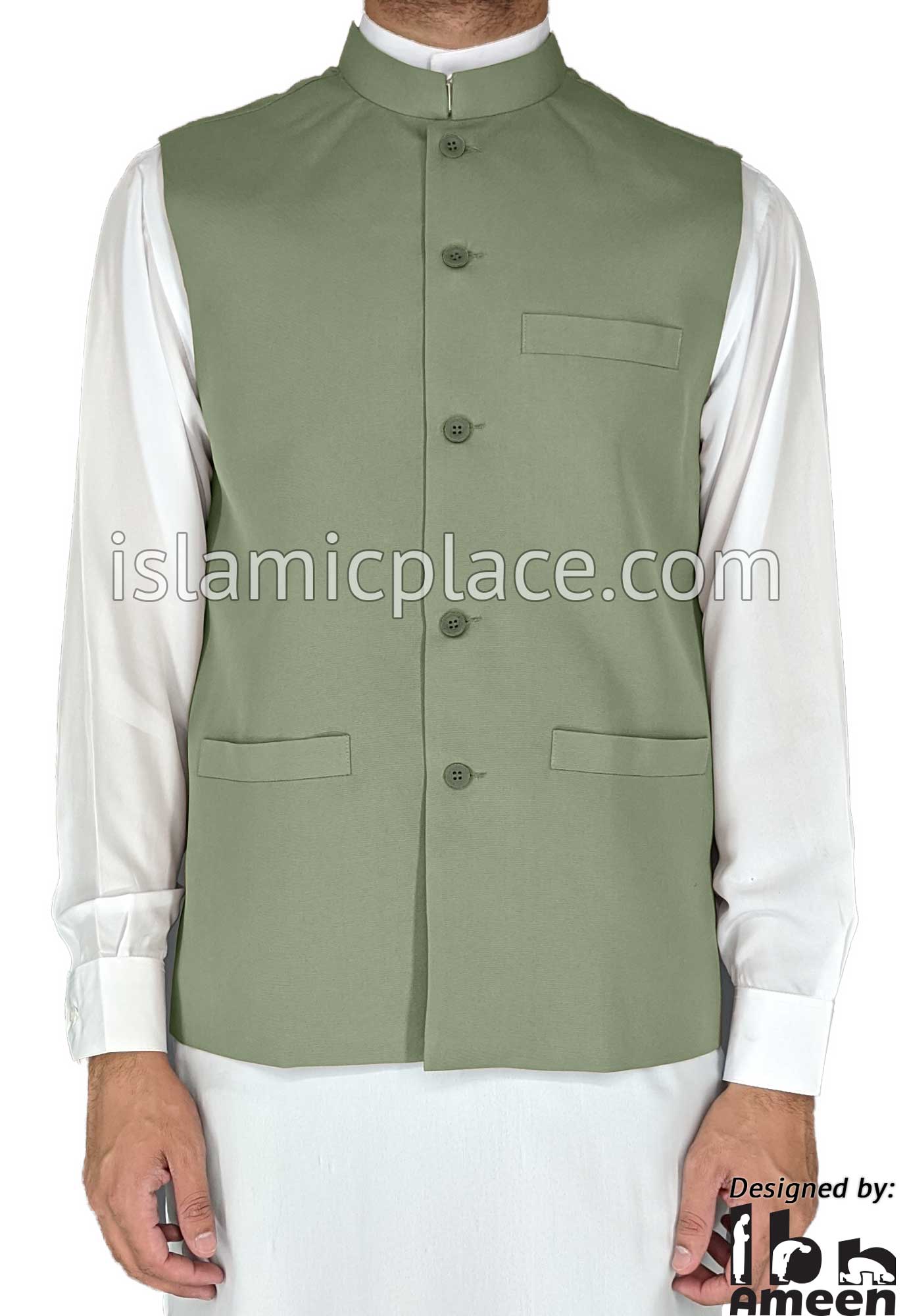 Sage Green - Shaykh Waistcoat Vest by Ibn Ameen