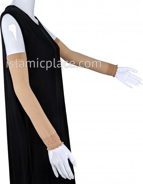 Khaki - Plain Wrist to Elbow Stretch Sleeve
