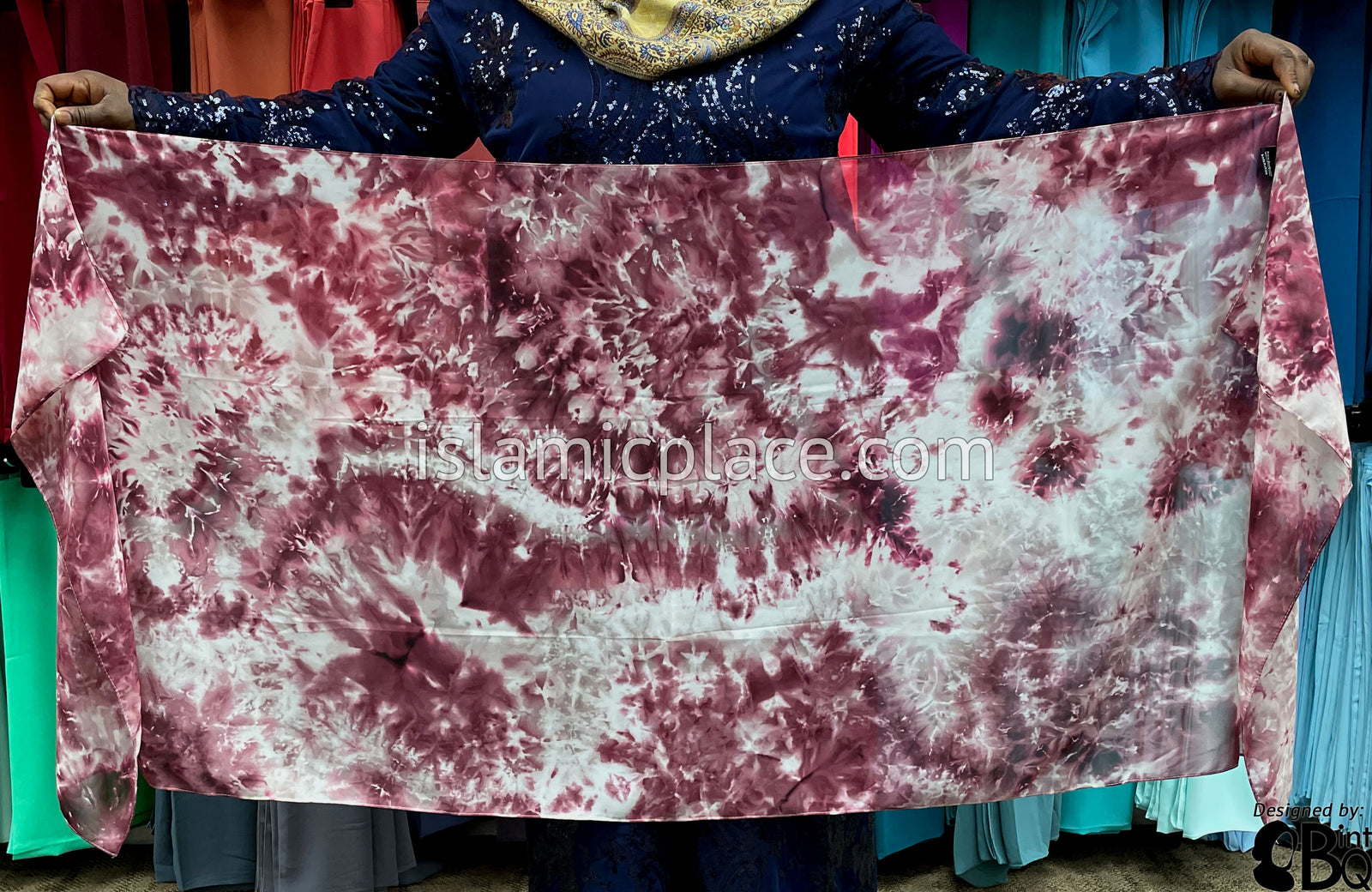 Burgundy - Tie Dye Georgette Shayla Long Rectangle Hijab 28"x70"