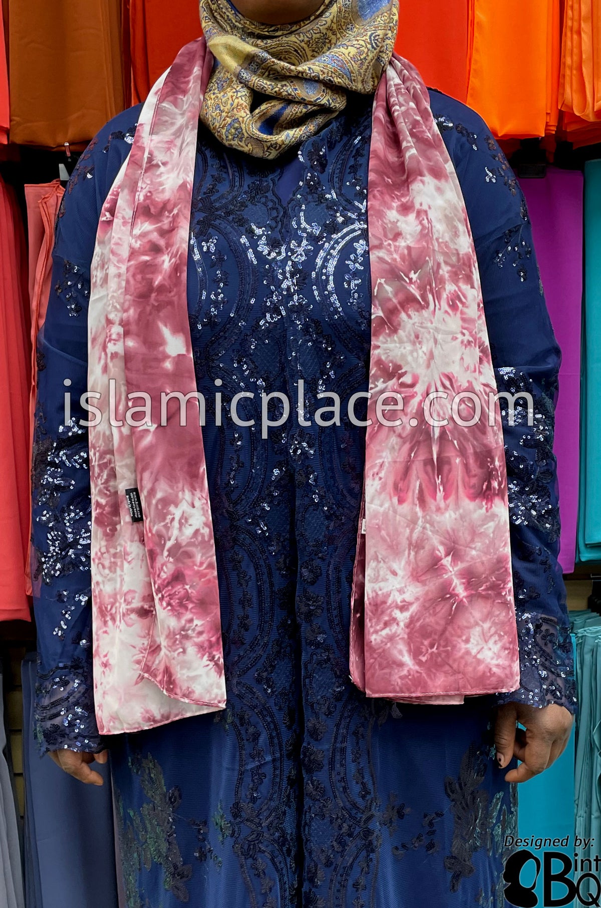 Burgundy - Tie Dye Georgette Shayla Long Rectangle Hijab 28"x70"