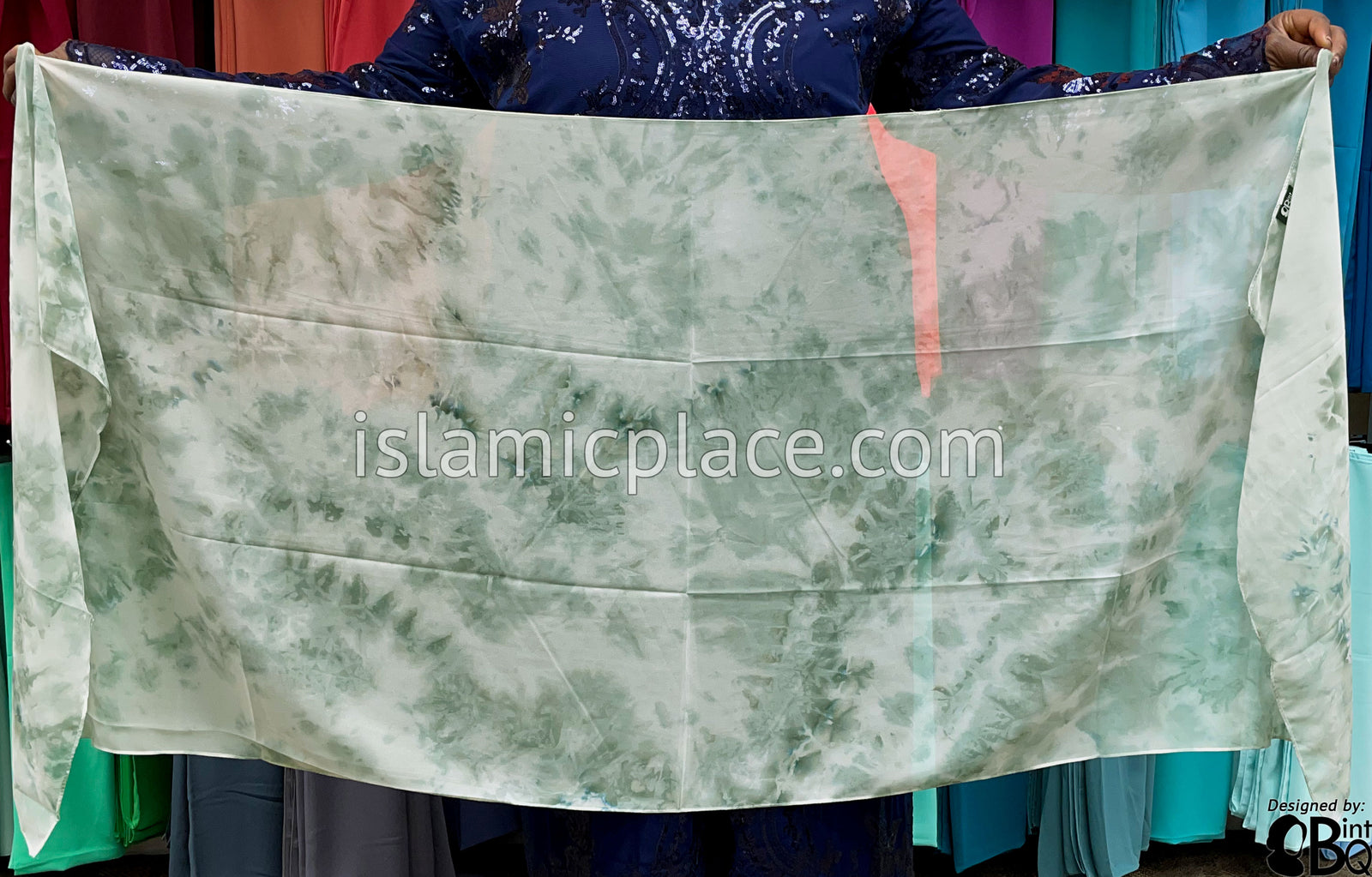 Gray - Tie Dye Georgette Shayla Long Rectangle Hijab 28"x70"