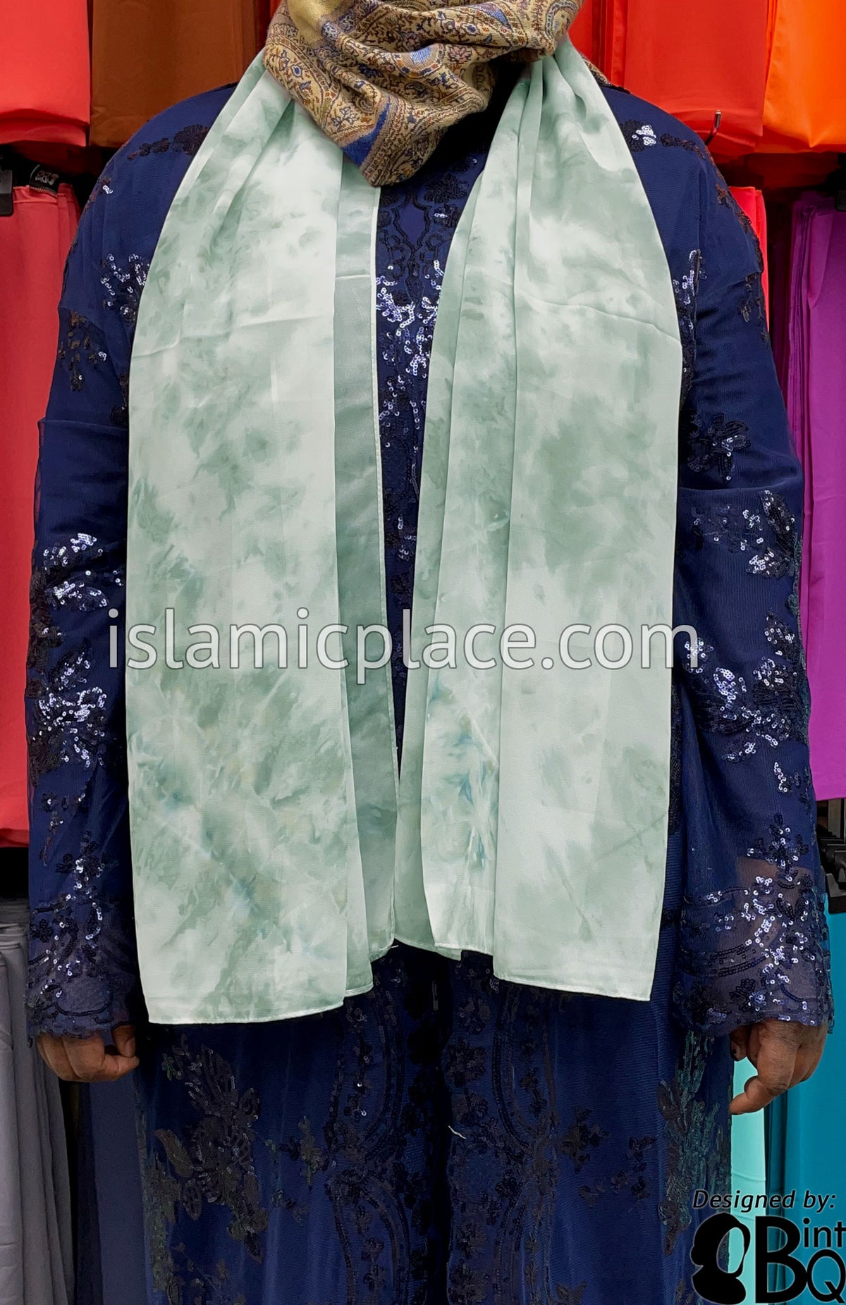 Gray - Tie Dye Georgette Shayla Long Rectangle Hijab 28"x70"