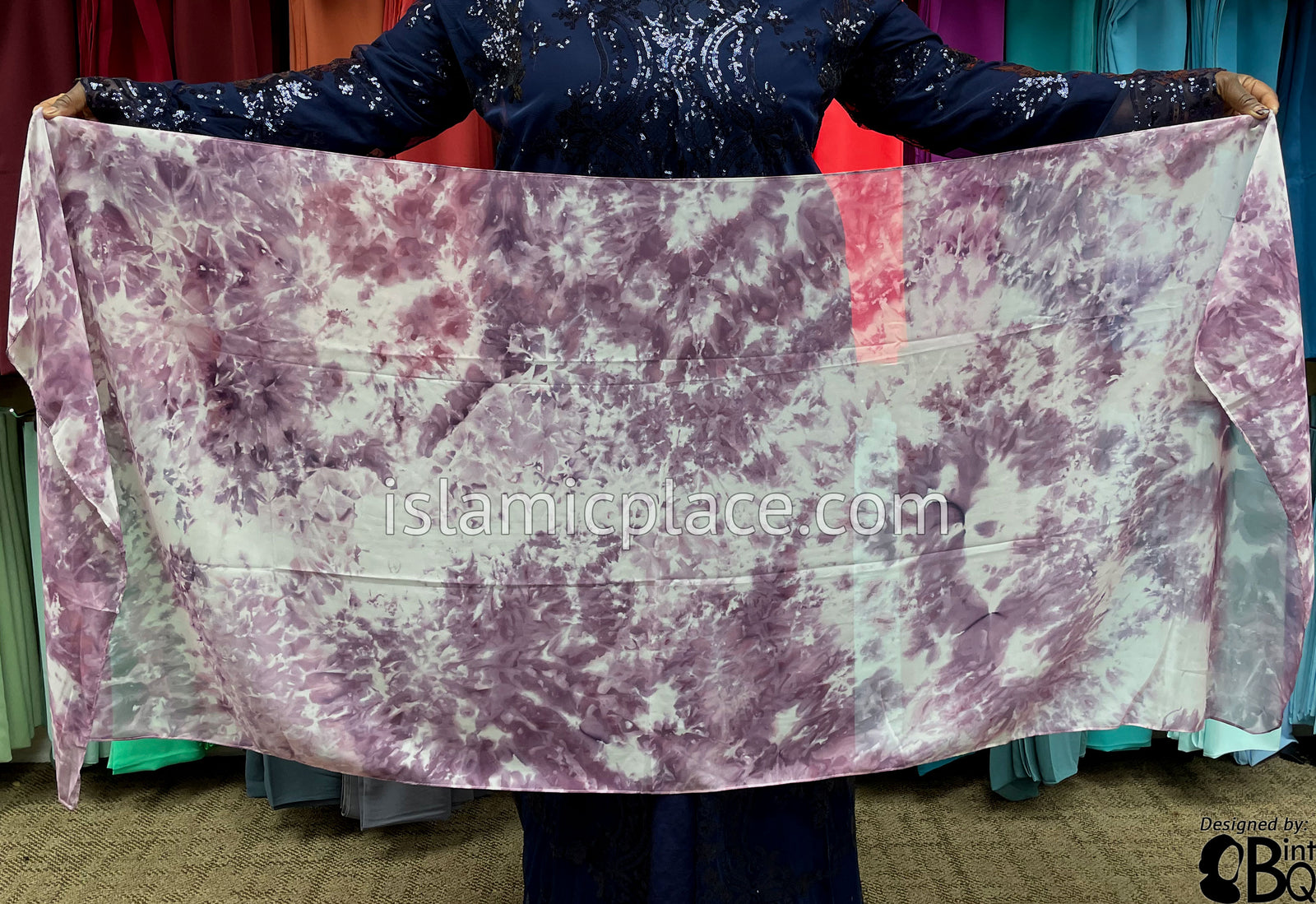 Light Plum - Tie Dye Georgette Shayla Long Rectangle Hijab 28"x70"