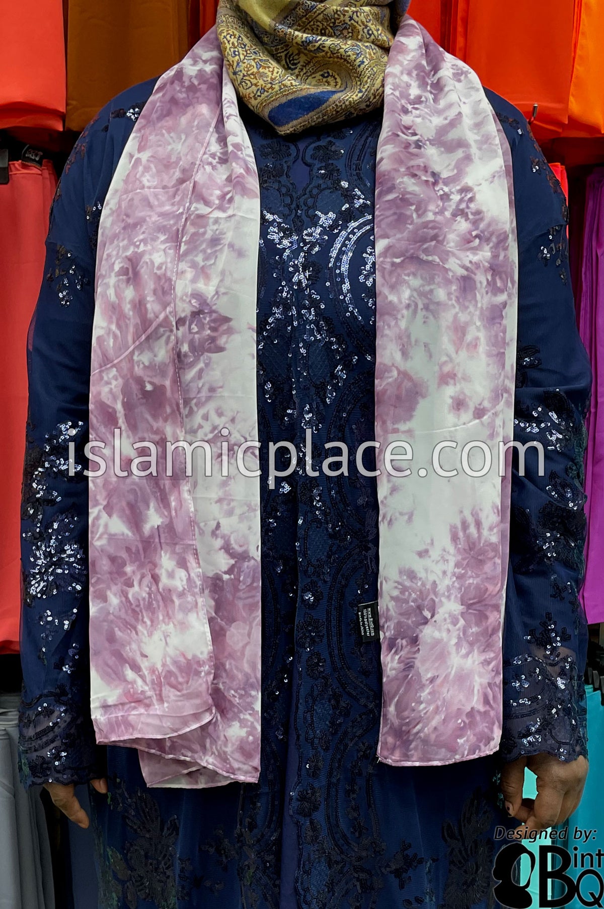 Light Plum - Tie Dye Georgette Shayla Long Rectangle Hijab 28"x70"