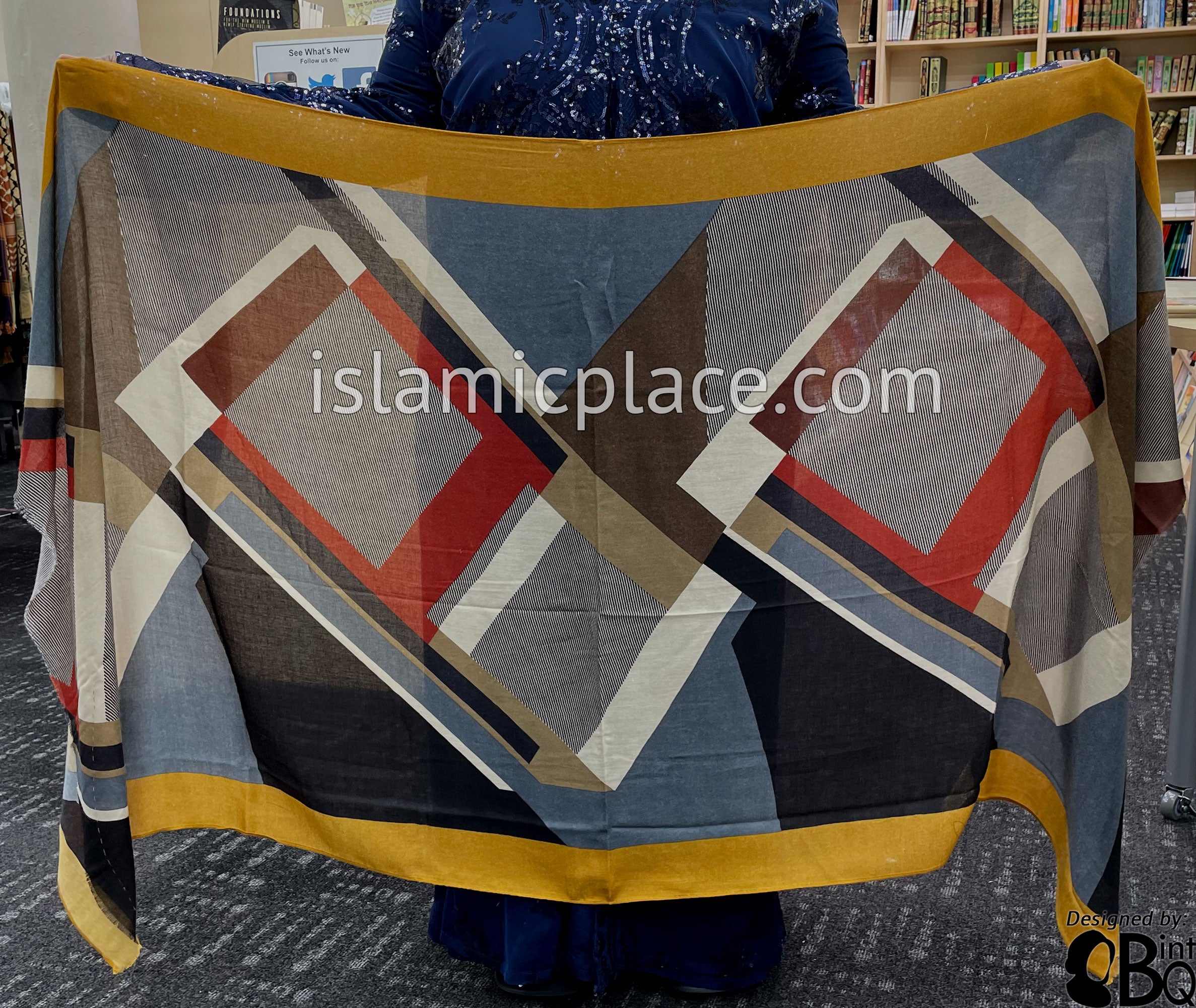 Islamic Rectangles Pumpkin Spice, Gray, Brown, Brick Red and Oatmeal Abstract Rectangles ...