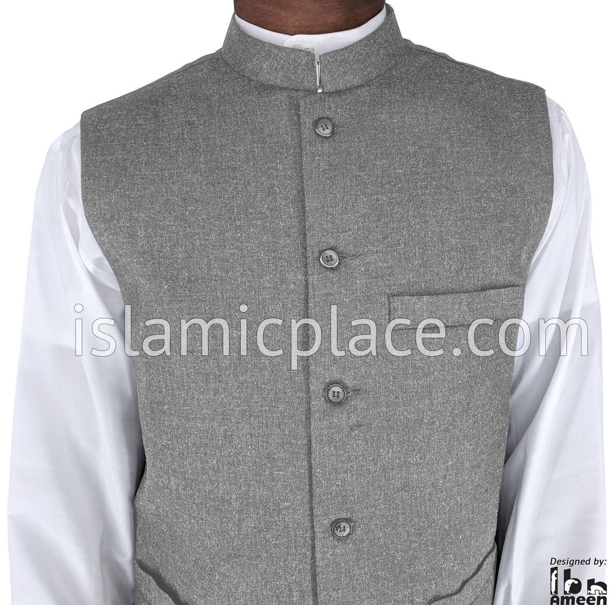 Light Gray - Shaykh Waistcoat Vest by Ibn Ameen