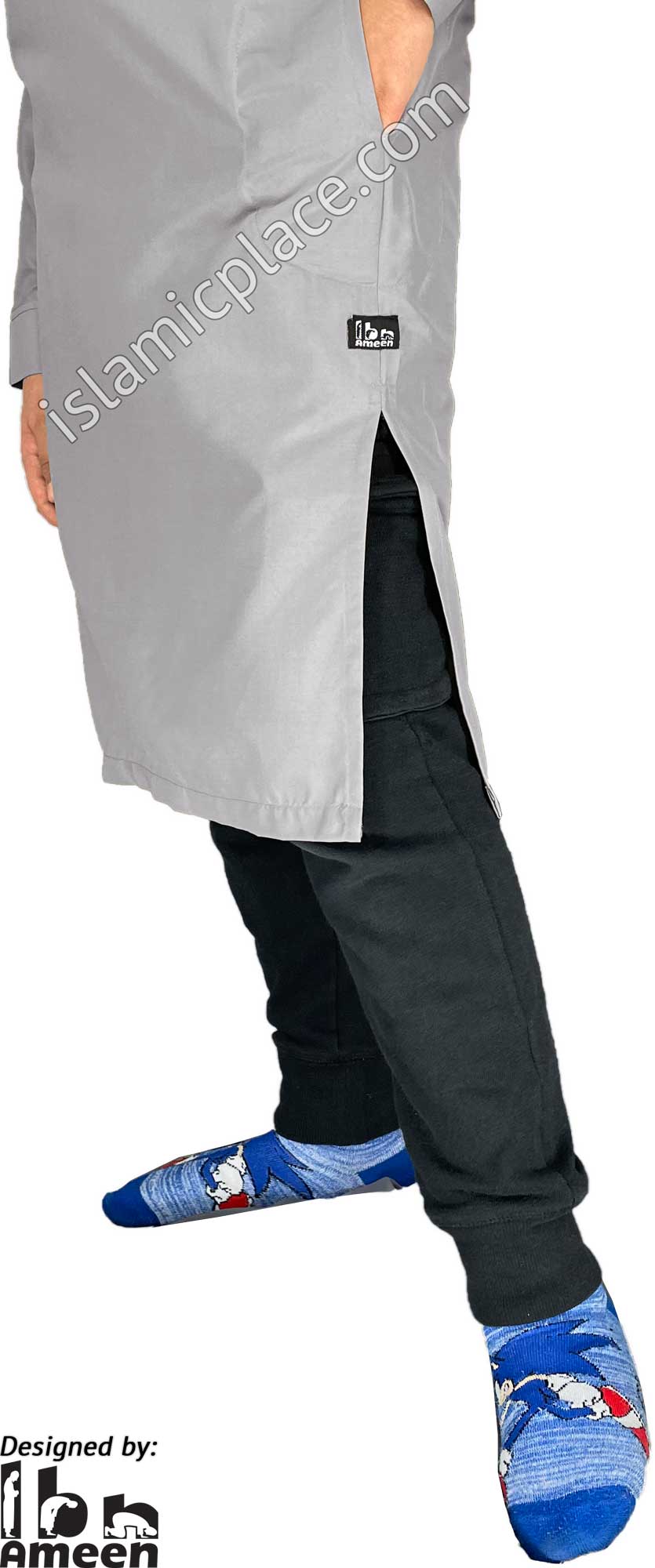 Silver Gray - Boy's Saudi Ad-Daffah Plain Kameez by Ibn Ameen