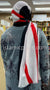 Red Crossing Lines on Black and White Base - Soft Viscose Printed Shayla Long Rectangle Hijab 34"x72"