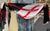 Red Crossing Lines on Black and White Base - Soft Viscose Printed Shayla Long Rectangle Hijab 34"x72"