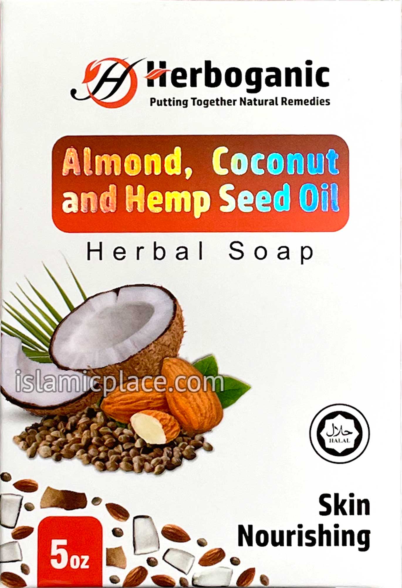 Almond, Coconut and Hemp Seed Oil Herbal Halal Soap - 5 oz