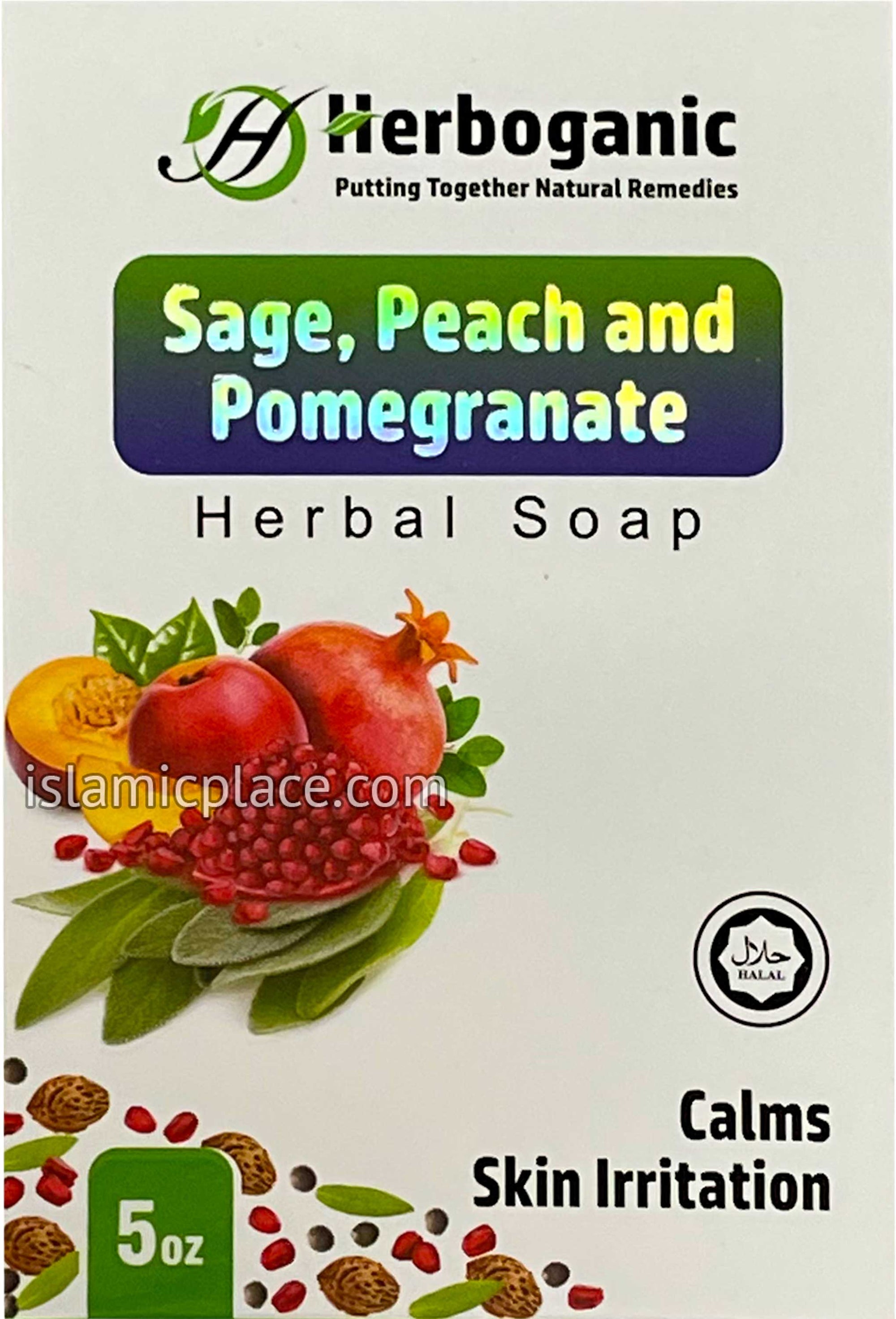 Sage, Peach and Pomegranate Herbal Halal Soap - 5 oz