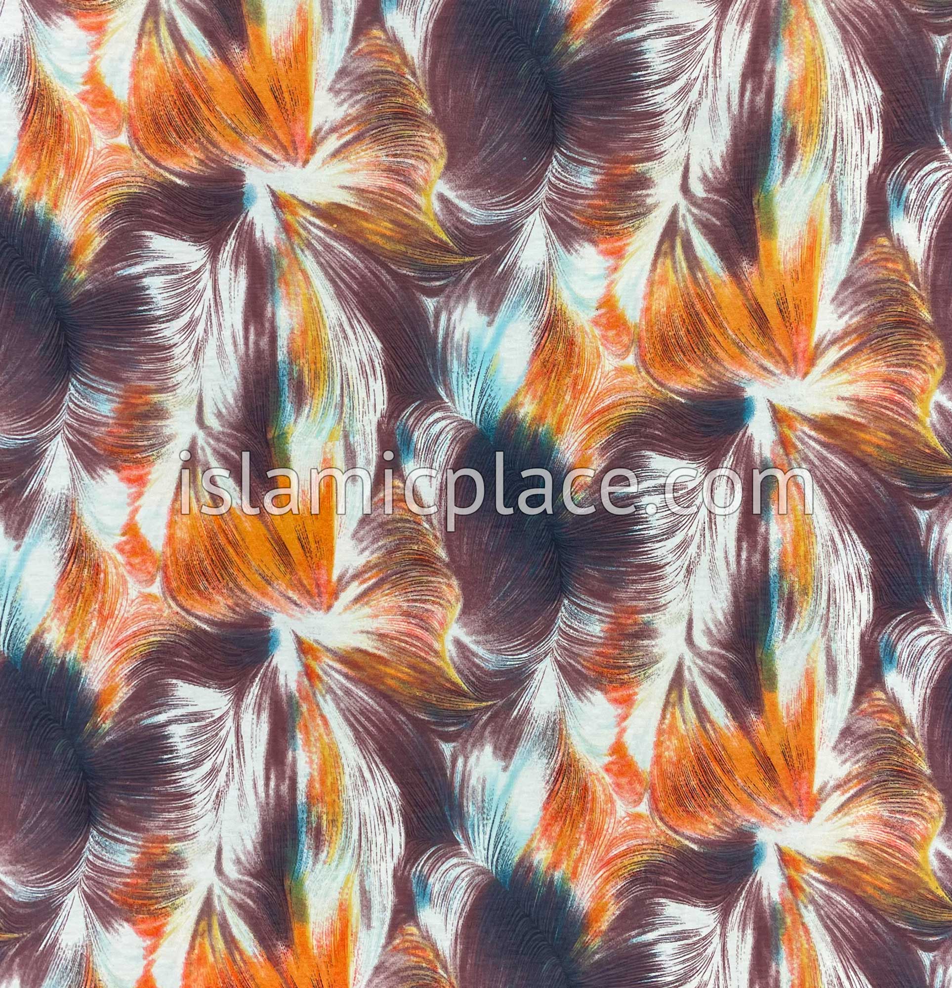 Orange, Mauve, Plum and White Truffula Design - Print Jersey Shayla Long Rectangle Hijab 30"x70"