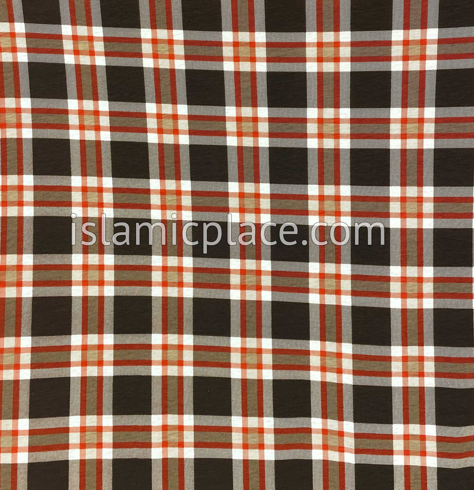 Brown, Tan and Red Plaid - Print Jersey Shayla Long Rectangle Hijab 30"x70"