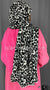 Black and Gray Animal Print on White Base - Print Jersey Shayla Long Rectangle Hijab 30"x70"