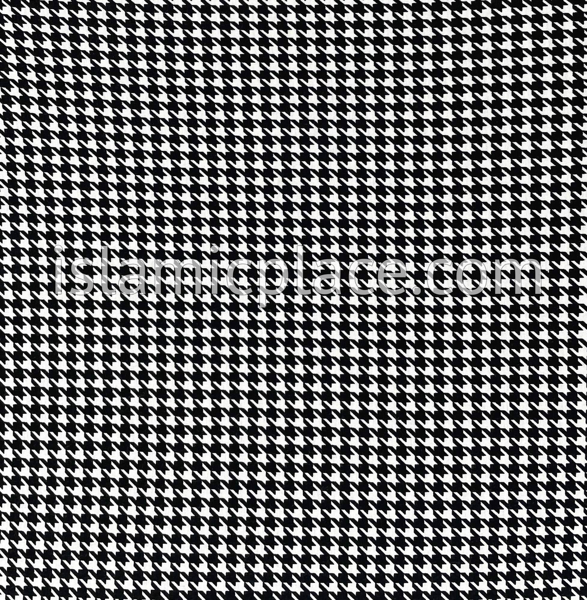 Black and White Houndstooth Pattern - Print Jersey Shayla Long Rectangle Hijab 30"x70"