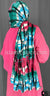 Green, Fuchsia Pink, Blue and Black Tie-Dye Design - Print Jersey Shayla Long Rectangle Hijab 30"x70"