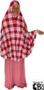 Red, White and Sky Blue Plaid - Printed Overhead Khimar - Extra Long Knee Length