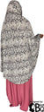 Light Oyster and Black Snake Skin Print - Printed Overhead Khimar - Extra Long Knee Length