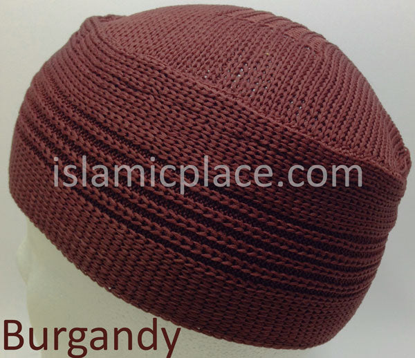 Burgundy - Elastic Knitted Indonesian Solid Kufi (original style)