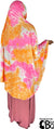 Orange, Pink and White Tie-Dye Design - Printed Overhead Khimar - Extra Long Knee Length