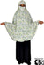 Green, Yellow and Lavender Floral Design - Printed Overhead Khimar - Extra Long Knee Length