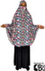 Shades of Pink, Blue, Green and Brown Floral Design on White Base - Printed Overhead Khimar - Extra Long Knee Length