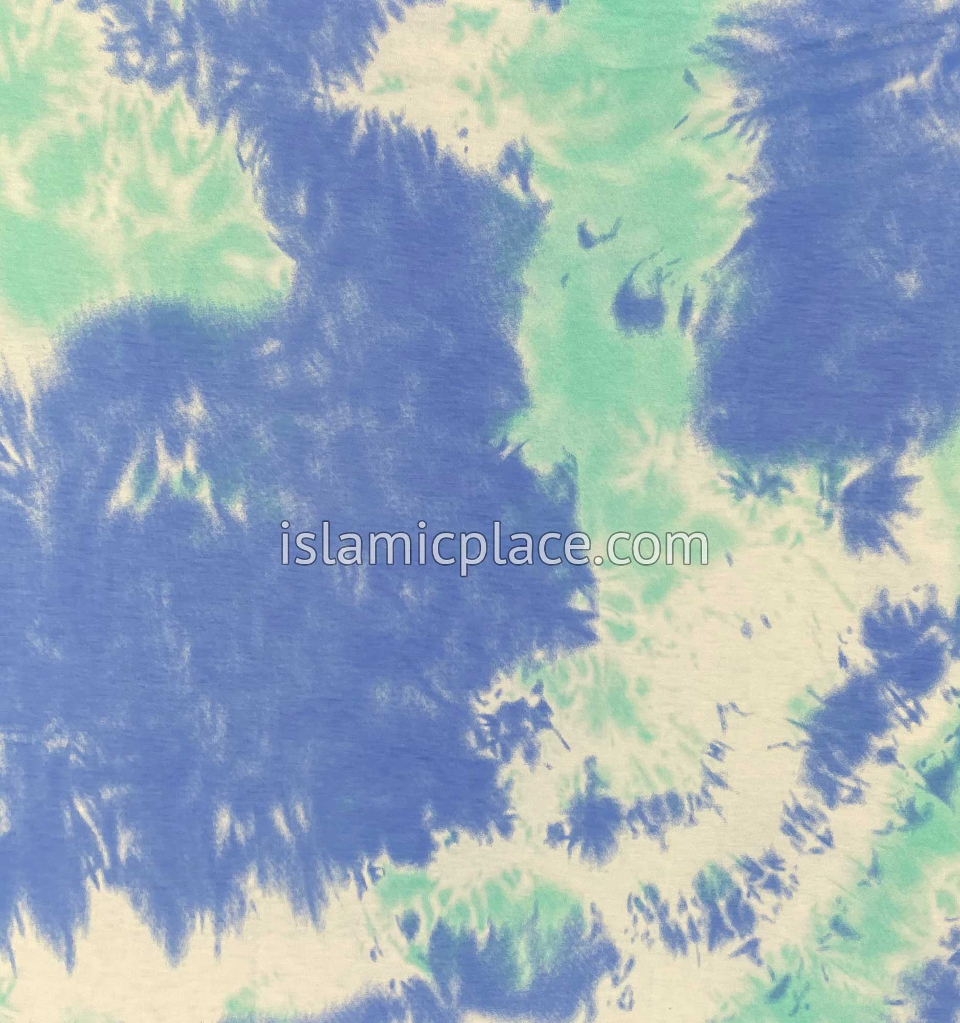 Blue, Ocean Green and White Tie-Dye Design - Print Jersey Shayla Long Rectangle Hijab 30"x70"