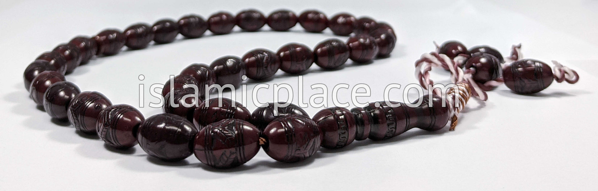 Reddish Brown - Traditional Carved Design Tasbih Prayer Beads
