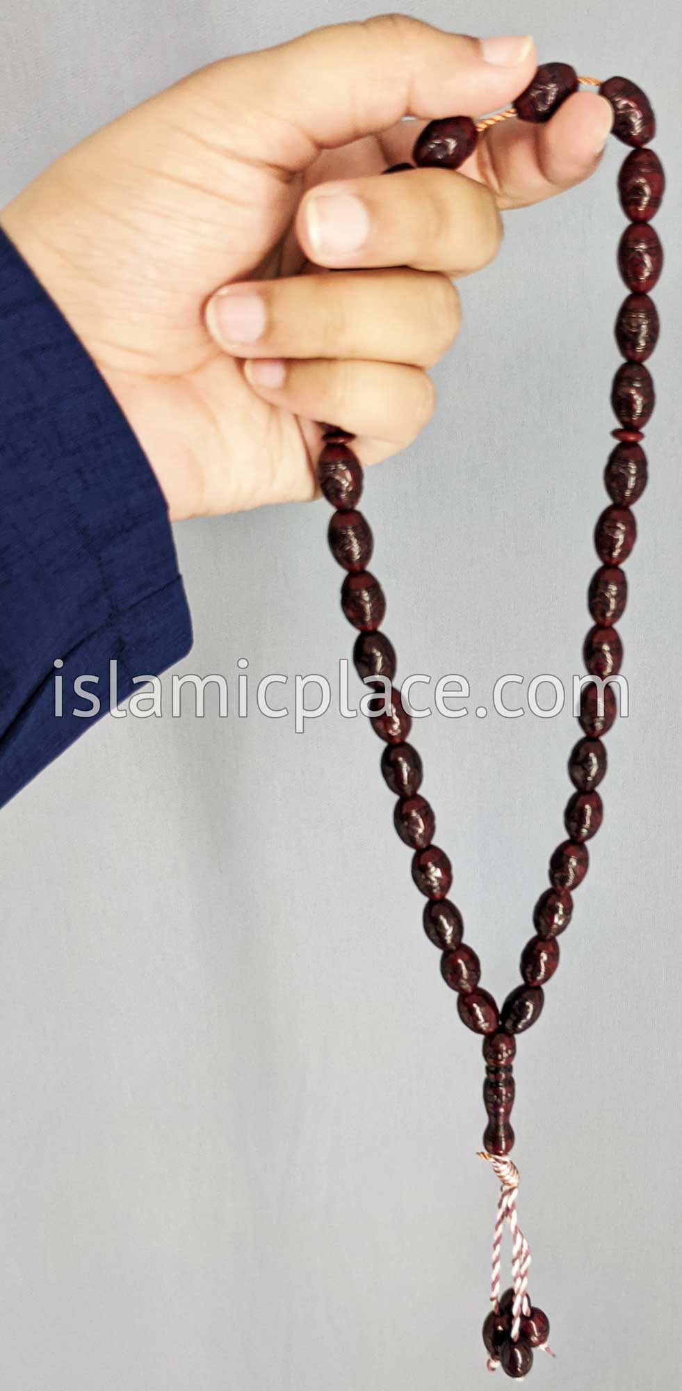 Reddish Brown - Traditional Carved Design Tasbih Prayer Beads