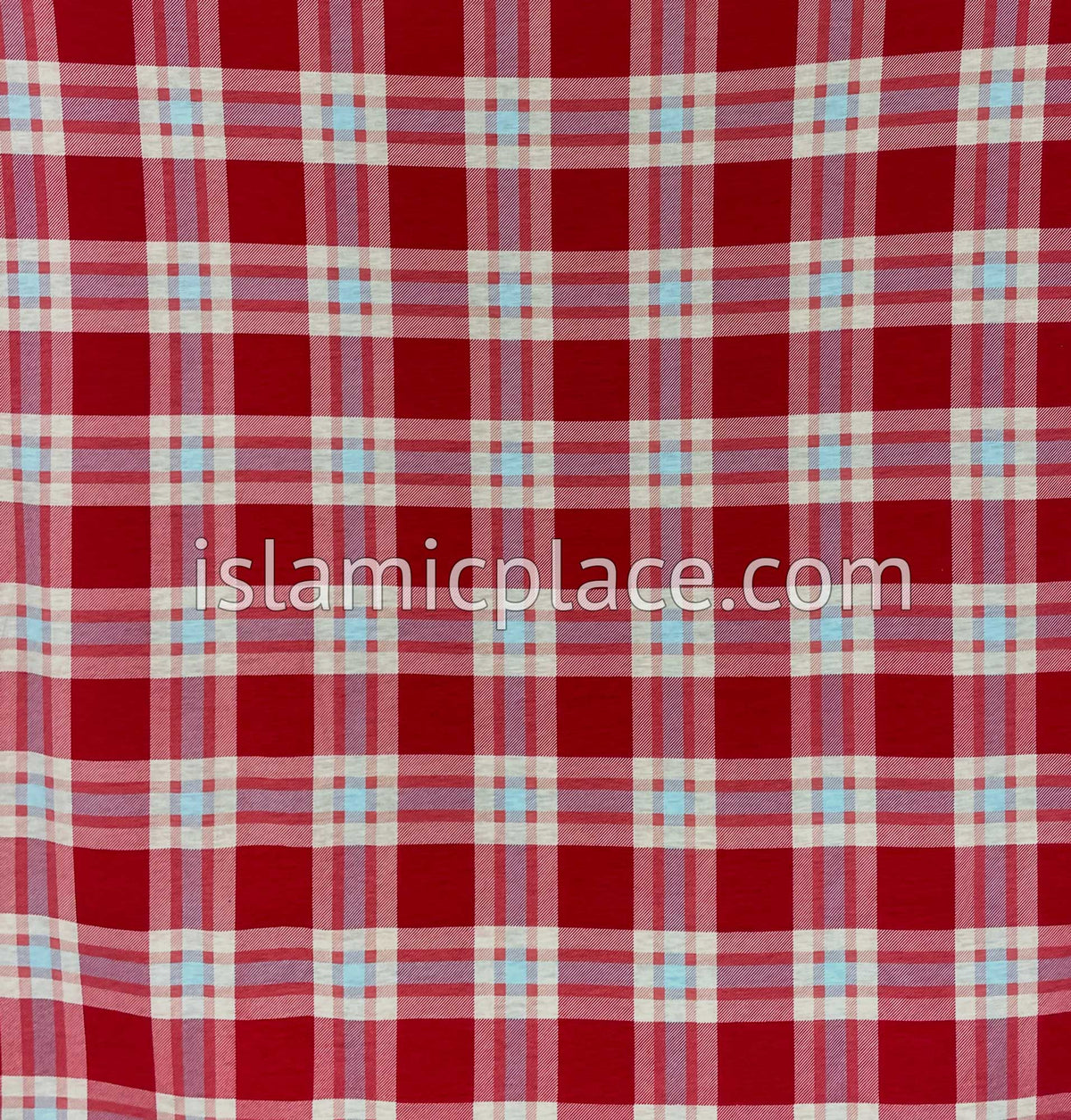 Red, White and Sky Blue Plaid - Print Jersey Shayla Long Rectangle Hijab 30"x70"